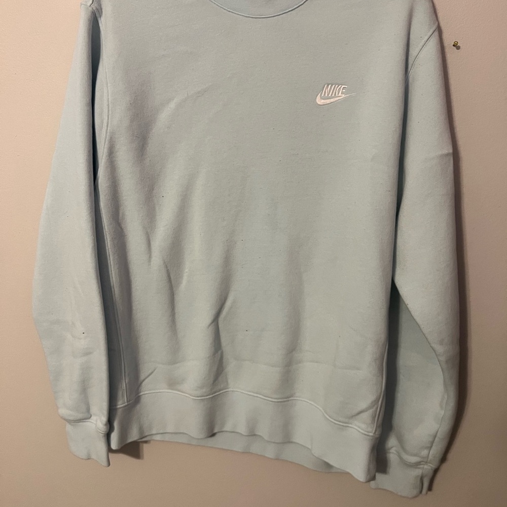 Nike Blue Crewneck Sweater with Ribbed Cuffs